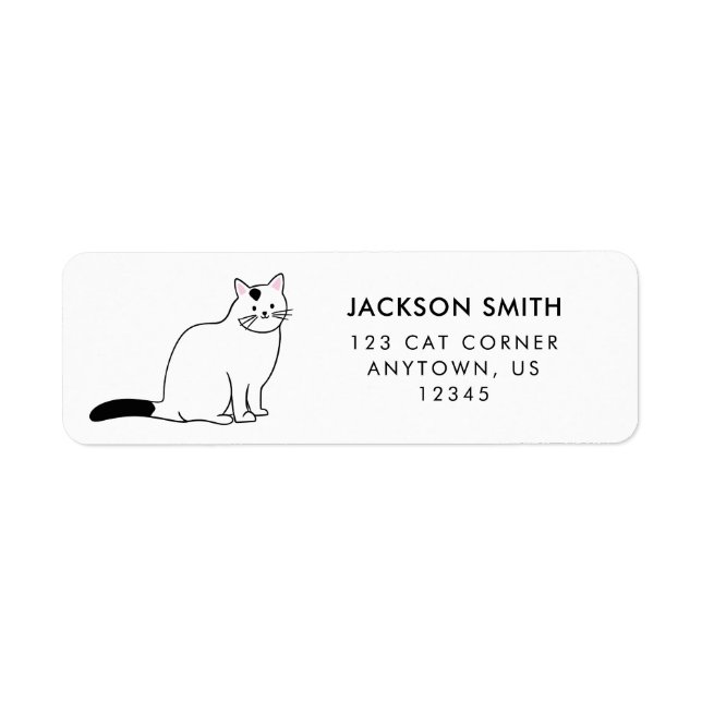 Black and White Cat Return Address Label (Front)
