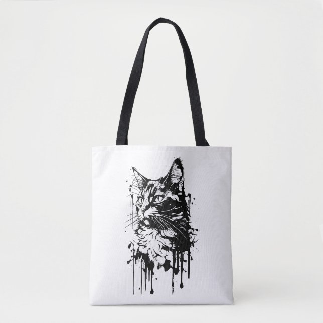 Black and White Cat Splash  Tote Bag (Front)