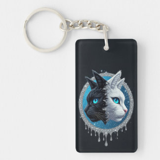 Black and White Cat Split Portrait With Blue Eyes