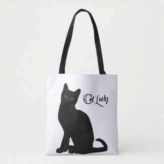 Black and white cat tote bag