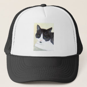 Black and White Cat Trucker Hat