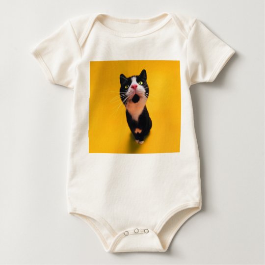 Black and white cat-tuxedo cat-pet kitten-pet cat baby bodysuit