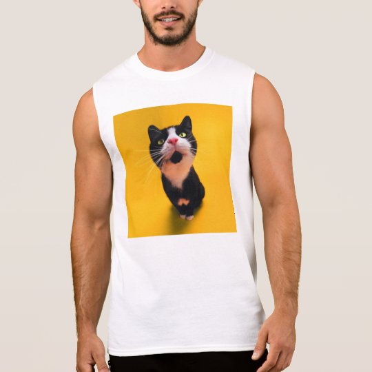 Black and white cat-tuxedo cat-pet kitten-pet cat sleeveless shirt