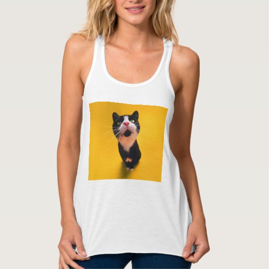 Black and white cat-tuxedo cat-pet kitten-pet cat tank top