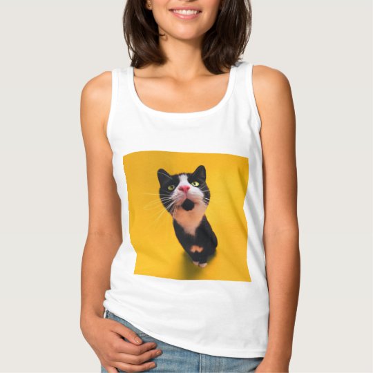 Black and white cat-tuxedo cat-pet kitten-pet cat tank top