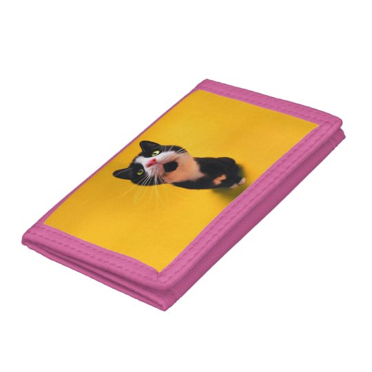 Black and white cat-tuxedo cat-pet kitten-pet cat tri-fold wallet