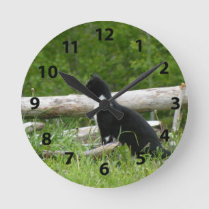Black and White Cat Wall Clock