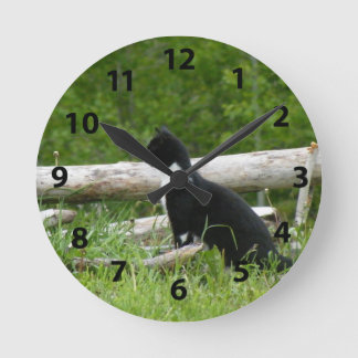Black and White Cat Wall Clock
