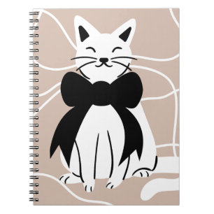 Black and white cat with abstract line  notebook