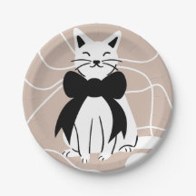 Black and white cat with abstract line 