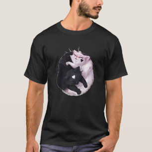 Black And White Cat Yin Yang Animal T-Shirt