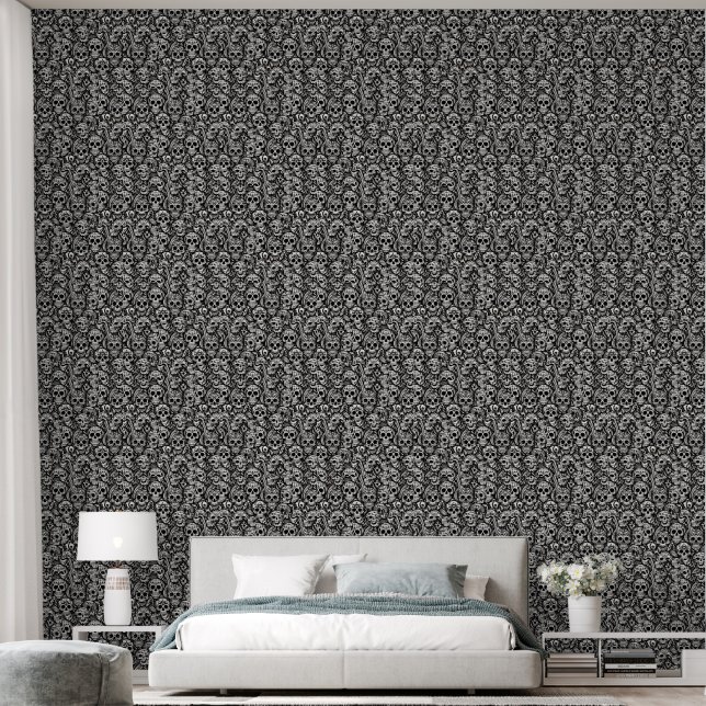 Black and White Catacombes De La Morte Wallpaper (Bedroom)