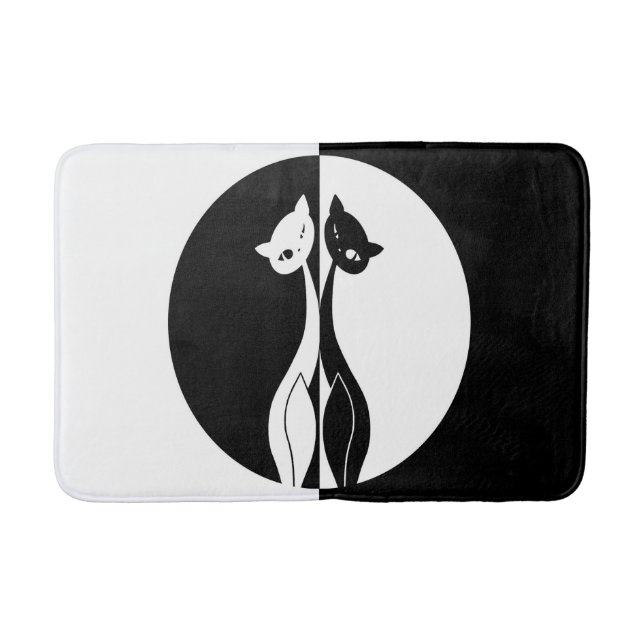 Black and White Cats Bath Mat (Front)