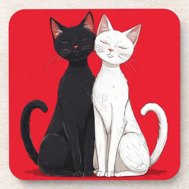 Black and white cats coaster (Front)