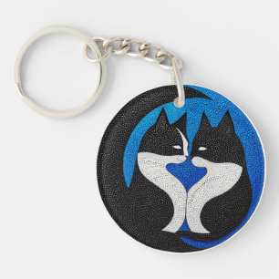 Black and white cats keychain