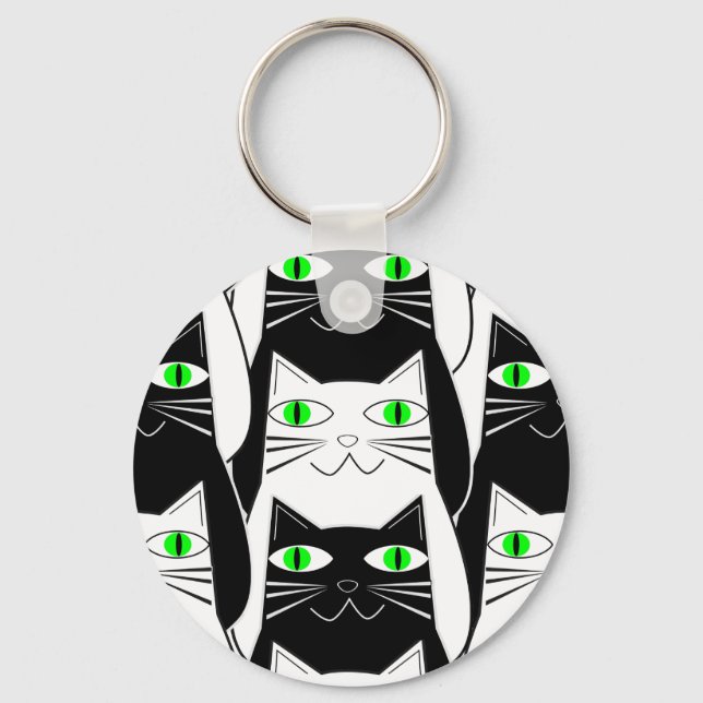 Black and White Cats Keychain (Front)