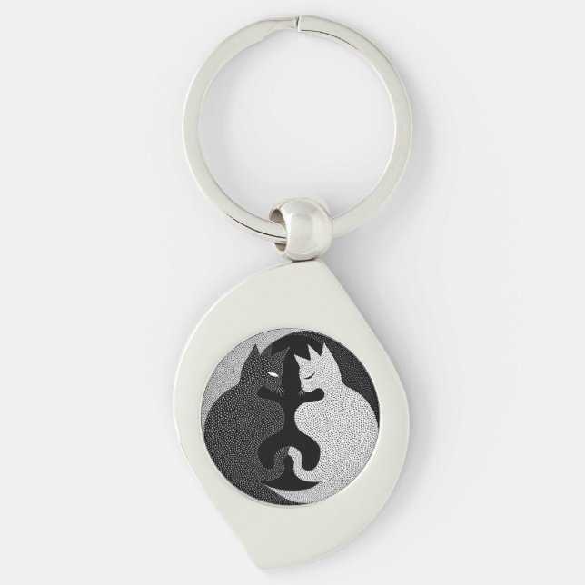 Black and white cats keychain (Front)