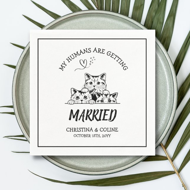 Black and White Cats Modern Fun Simple Weddings   Napkin (Creator Uploaded)