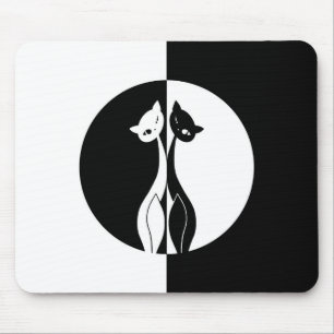 Black and White Cats Mouse Pad