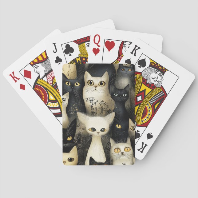 black and white cats playing cards (Back)