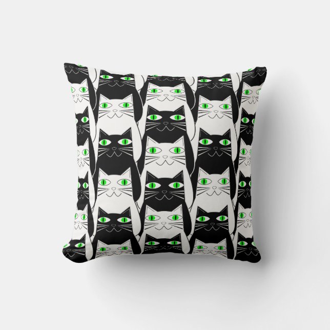 Black and White Cats Throw Pillow (Front)