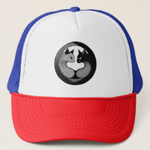 Black and white cats trucker hat