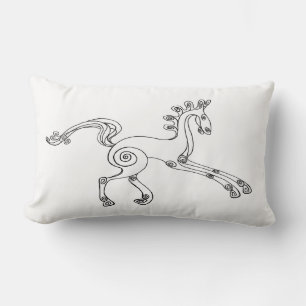 Black and white celtic horse lumbar pillow