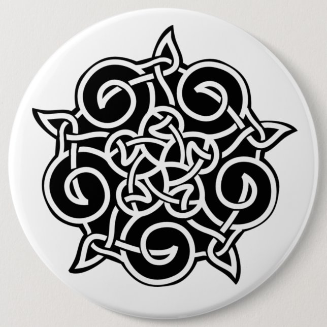 Black And White Celtic Knot 6 Inch Round Button (Front)