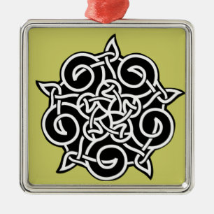 Black And White Celtic Knot Metal Ornament