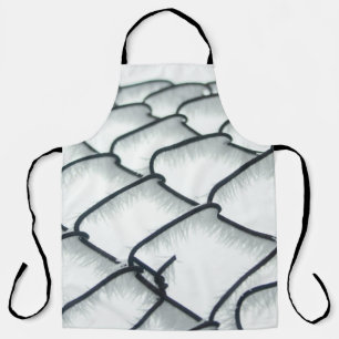 Black and white chain link fence apron