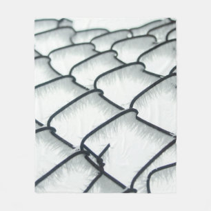 Black and white chain link fence fleece blanket