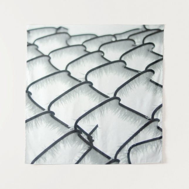 Black and white chain link fence tapestry (Front)