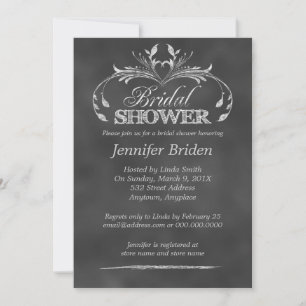 Black And White Chalkboard Modern Bridal Shower Invitation