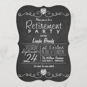 Black and White Chalkboard Retirement Party Invitation