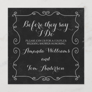 Black and White Chalkboard Style Wedding Shower Invitation