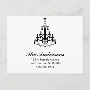 Black and White Chandelier Moving Announcements