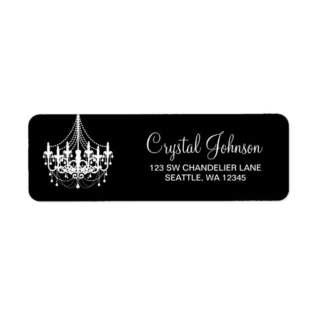 Black and White Chandelier Return Address Label (Front)