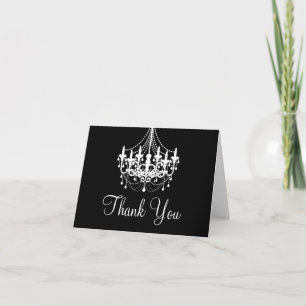 Black and White Chandelier Thank You Note