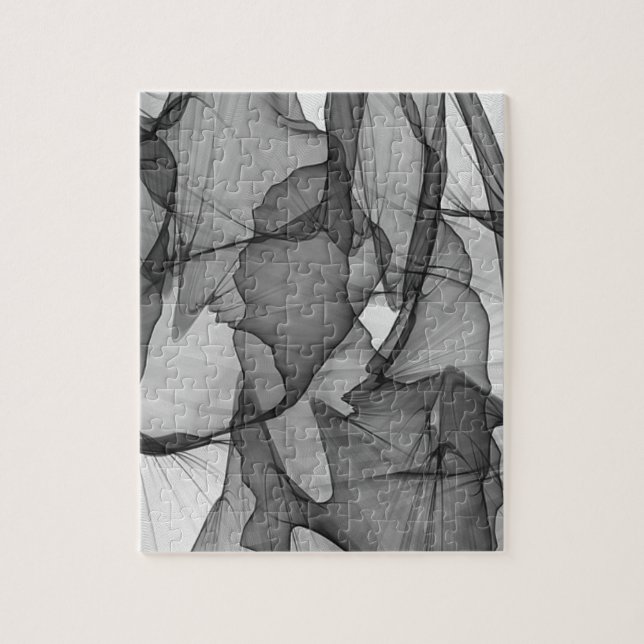 Black and White Charcoal Grey Smoke Abstract Jigsaw Puzzle (Vertical)