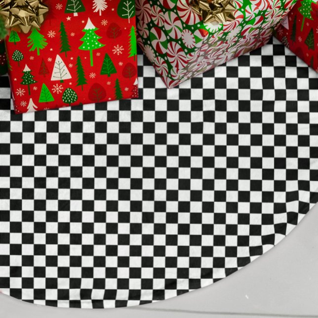 Black and White Check Brushed Polyester Tree Skirt (Black and White Check Brushed Polyester Tree Skirt)