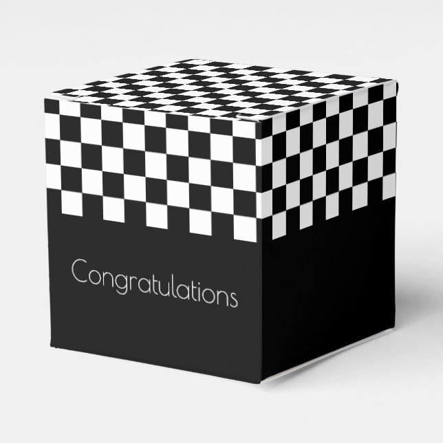 Black And White Check  Favor Box (Front Side)