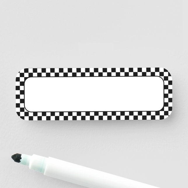 Black and White Check Name Tag (In Situ)