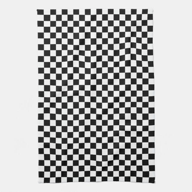 Black and White Check pattern Kitchen Towel (Vertical)