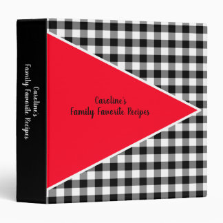 Black and White Check Recipe Binder