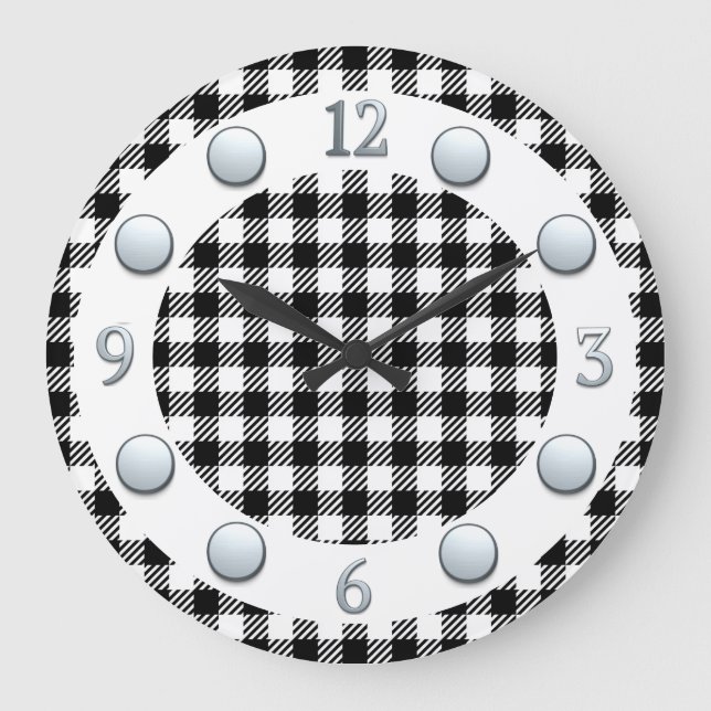 Black And White Check Wall Clock (Front)