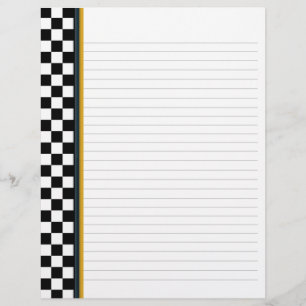 Black and White Check with Yellow Accent Binder