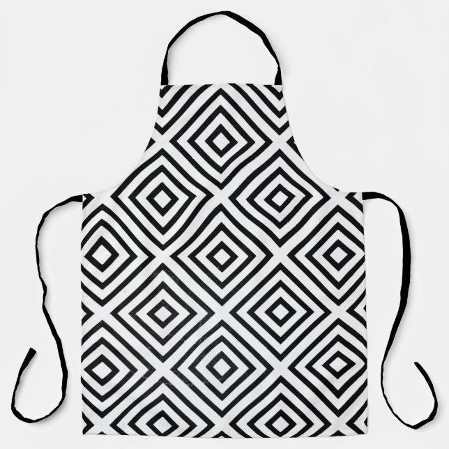 Black and white checked digital wallpaper apron (Front)