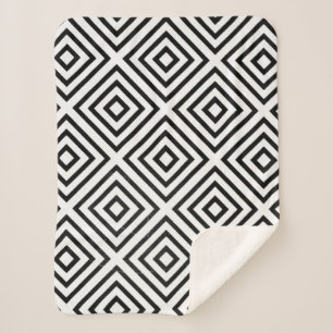 Black and white checked digital wallpaper sherpa blanket
