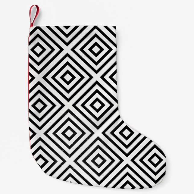 Black and white checked digital wallpaper small christmas stocking (Front)