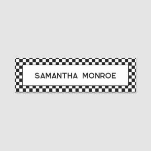 Black and White Checked Name Tag